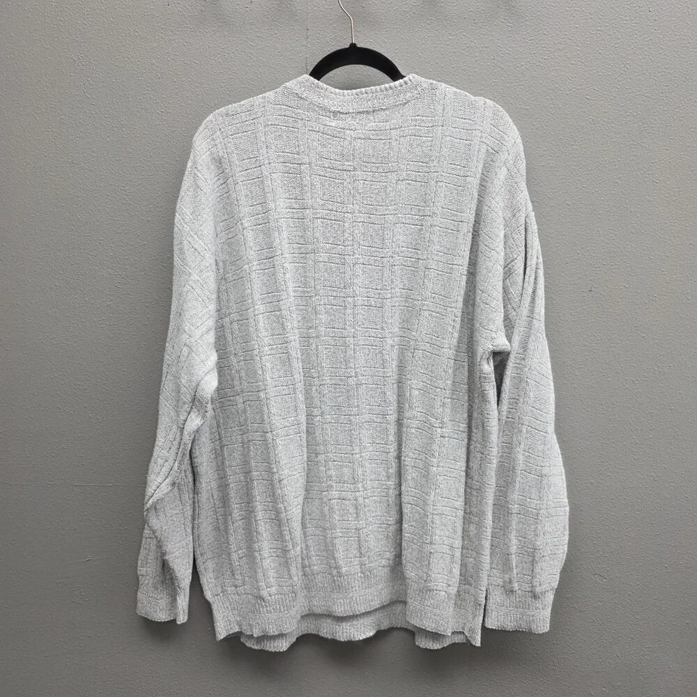 Hill Archer Sweater Mens XL Tall Gray Crewneck Textured Knit Cotton Made in USA